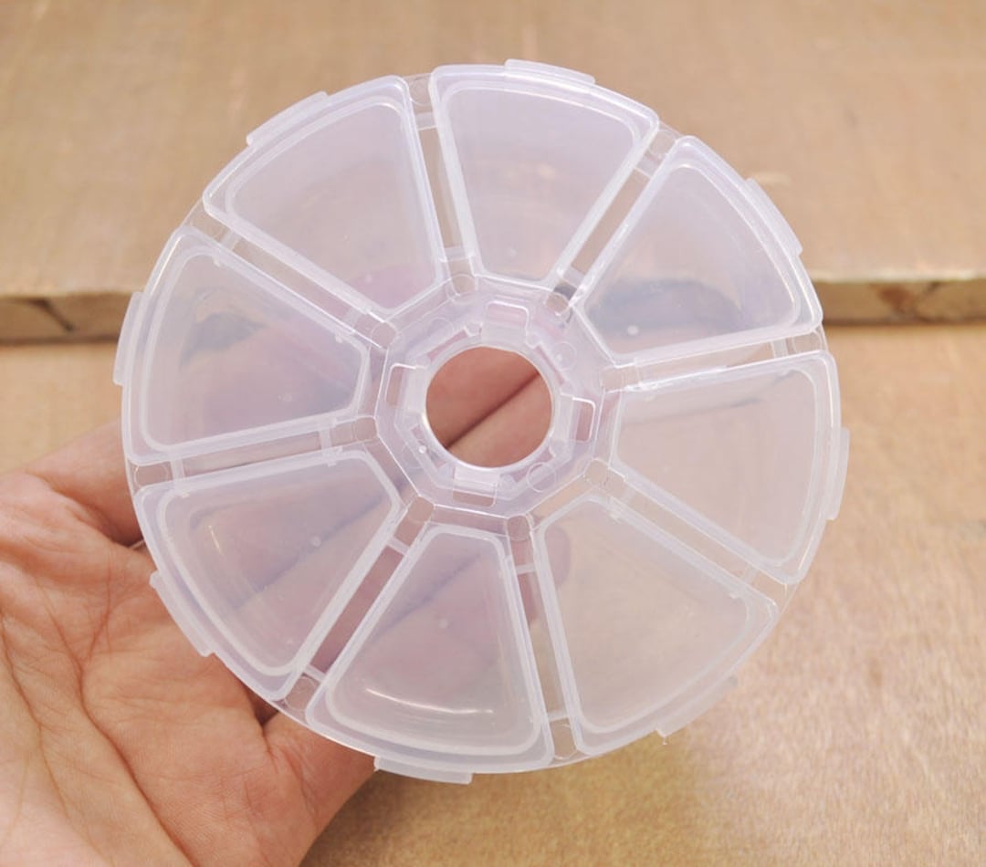 5pcs Round Plastic Boxes of 8 Compartments for Beads,plastic Containers