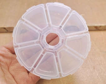 5pcs Round Plastic Boxes of 8 Compartments for Beads,Plastic Containers, Parts Storage Box,Jewelry/Sewing Tool Boxes-- 105mm