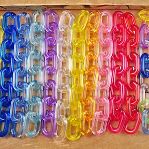 Big Mixed Clear Oval Cable Chunky chain links,Plastic Open chain links,Curb chain links,Necklace/Bracelet/Bag Chain Links,Acrylic Chain,31mm