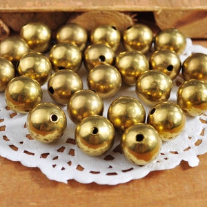 10-50pcs 12mm Round Raw Brass Beads,Metal ball beads, Spacer Beads Findings For DIY Jewelry Making,Lightweight Hollow Metal Beads