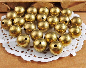 10-50pcs 12mm Round Raw Brass Beads,Metal ball beads, Spacer Beads Findings For DIY Jewelry Making,Lightweight Hollow Metal Beads