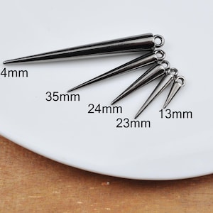 Spike Charms,50Pcs Set,13mm/23mm/24mm/35mm/54mm Spikes Pendant,Gun Black Spike Cone Beads With Holes,Plastic Spike for DIY make Jewelry