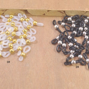 Black/White eyeglass holder,Rubber Glasses Chain Holders,10/50pcs Eye Glasses Spectacle Chain Strap Holder Rubber Loop Ends-- 21x4mm