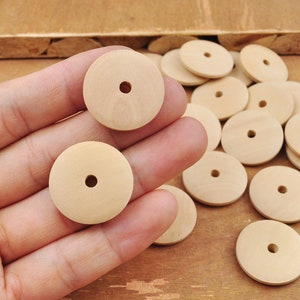 20pcs Flat Round Natural Wooden Beads,Circles Wooden discs beads, Unfinished Round Wood Bead Middle Hole--25mm.