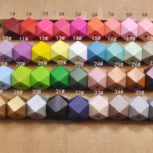 100pcs Geometric Natural Wood Beads,aqua Green, Polygonal