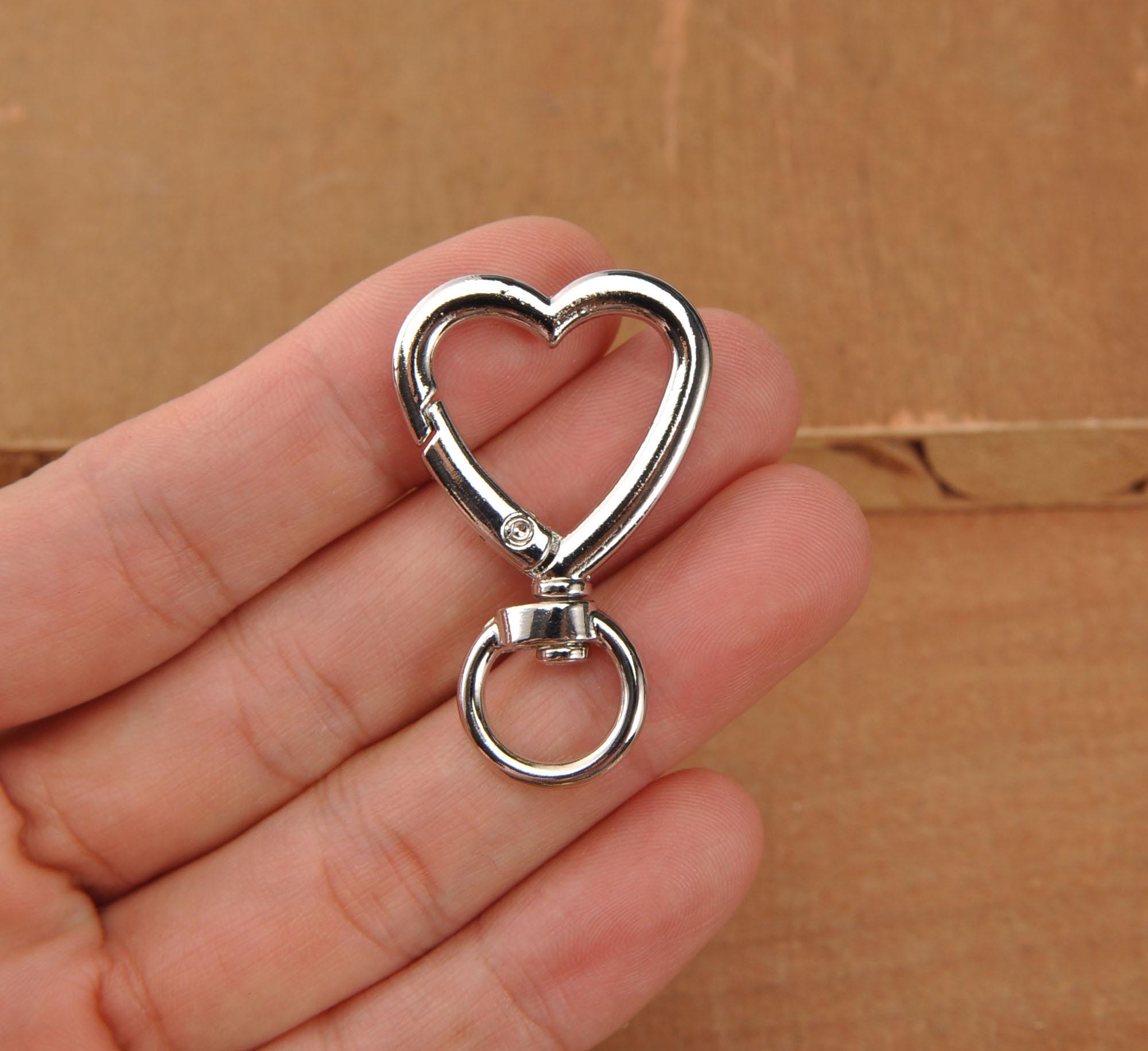 1-10pcs Large Heart Shape Lobster Clasp Key Ring for Keychain