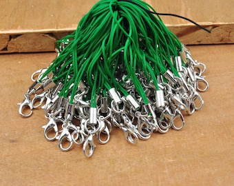 10-200Pcs Green Cell Phone Straps With Lobster Clasps Charm,Lanyard Lariat Strap Cord,Keychains Hooks Mobile Set,Keyring Bag Accessories