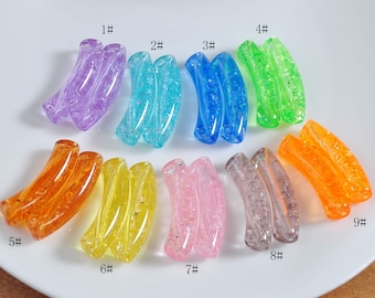 1Pcs Bamboo Acrylic curved tube beads,8mm Colorful Transparent Skinny Crack tube bracelet beads,resin tube beads bracelet beads,jewelry bead