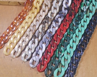 Liens de chaîne chunky,27.5"Marbled Plastic Chain Links, Colorful Plastic or Acrylic Chain Links for DIY Chain supplie, Open chain links.