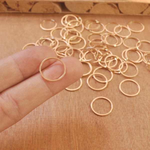 50Pcs 15mm KC Gold Rings -KC Gold Plated Brass Circle Connectors,Round Brass Cut Tube Circles Supplies--FF5629#