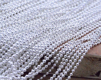 Shiny Silver ball chain--1.5mm ball size--Silver Necklace Chains--Silver Bracelet Chain--Metal ball Chains--Chain Charm Findings.