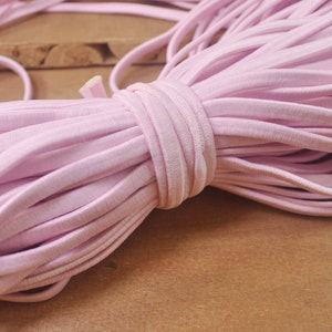 5 Yds/10 Yds Elastic Cord, 5mm width Light Pink elastic flat elastic thread,Sewing stretch string,stretch cord,Poly rubber Elastic rope.