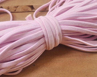 5 Yds/10 Yds Elastic Cord, 5mm width Light Pink elastic flat elastic thread,Sewing stretch string,stretch cord,Poly rubber Elastic rope.