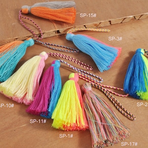 Colorful Cotton tassel,1/2//5/10Pcs,two Colors Tassel,tassel with Loops,Handmade Cotton Tassel Craft Supply,long tassel,Jewellery Tassels