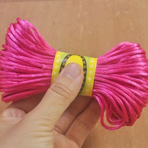 10 meters Rose Satin Rattail Cord,2mm satin string,Nylon Thread, Jewellery, Knotting,Vegan satin cord,Crafts,DIY cord.