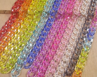 Plastic Chain,27.5“ Chunky chain links,Plastic Open chain links,Curb chain links,Acrylic Chains for Jewelry Making Chain,11 colors options