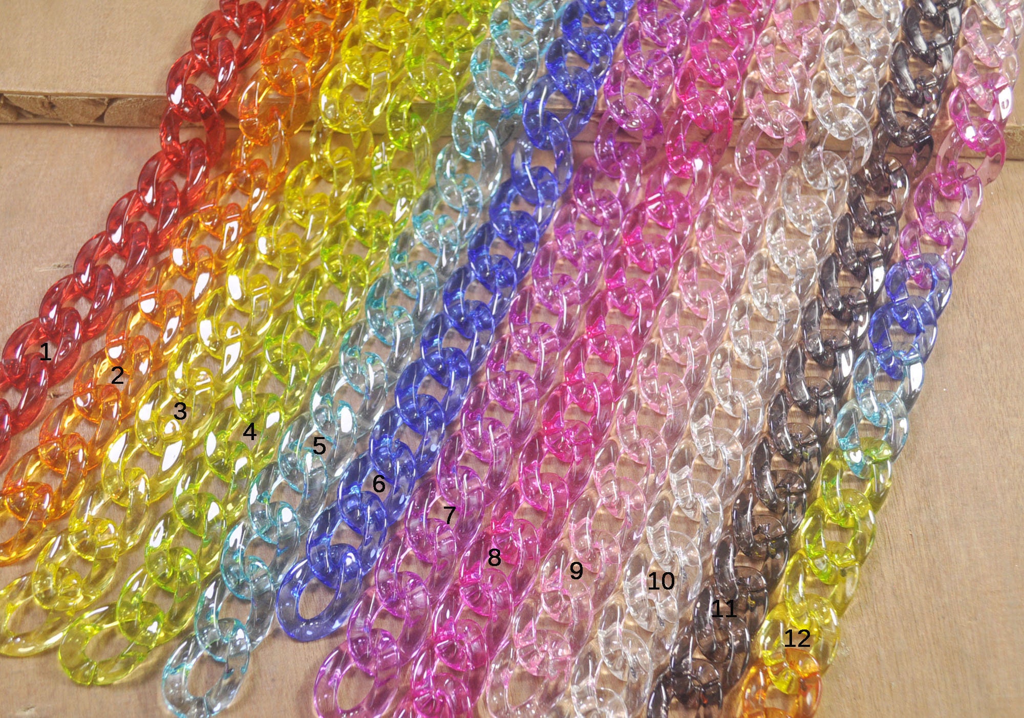 50 Jewelry Plastic Chain Links, Assorted Color Chunky Twist Open Chain  Links 20x29mm 