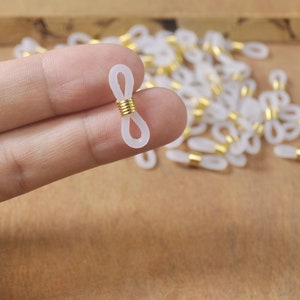 White eyeglass holder,Rubber Glasses Chain Holders,30pcs Eye Glasses Spectacle Chain Strap Holder Rubber Loop Ends-- 21x4mm