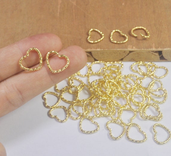 Open Jumpring 50pcs14mm New Style Gold Heart Jump Rings Twisted