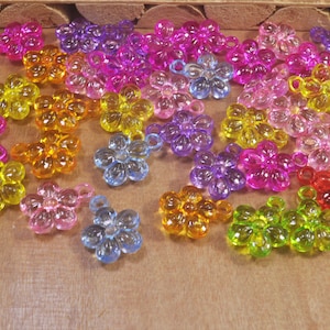 Acrylic Flower Pendants,50Pcs Transparent Mixed Color Acrylic Flower Beads,Jewelry Supplies -- 19x23mm