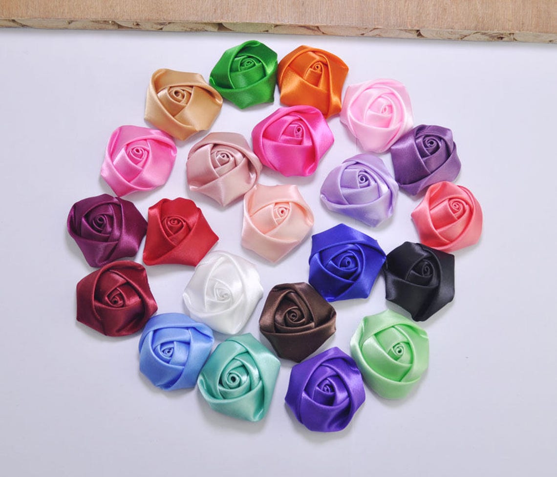 1.37 Silky Satin Roll Rosettes100Pcs Mixed Color Satin Etsy