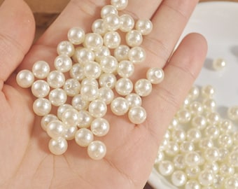 100 - 500Pcs Ivoire plastic beads，ABS Imitation Pearl Beads ,8MM Round Plastic Acrylic Spacer Bead for DIY Jewelry Making Findings