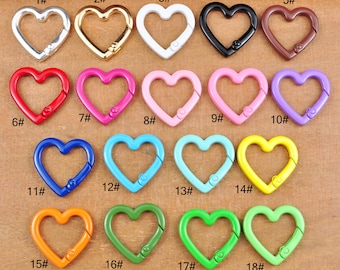 18 Color Spring Gate Ring Heart Clasp,Metal Push Gate Snap Hook Clip Clasp,Spring Gate for Handbag Bag Making Replacement Hardware Wholesale