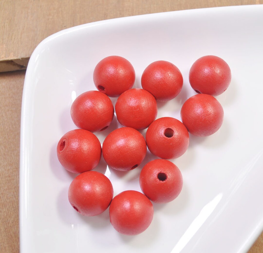Wholesale 100pcs Red Wood Beads,20mm Round Wooden Bead,painted Wood