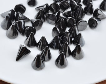 Colgantes CCB Spike - Juego de 50 piezas - Cuentas con forma de pincho, color negro plomo, sin níquel, sin agujeros, 9,5 x 11,5 mm