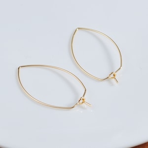 18k Gold Plated Earring Hoops,10/30/50/100Pcs Horse eye Shape earrings, Geometric Earring Hoop ,Earring Wires, Jewelry Making,19x38mm