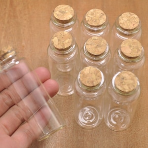 BottlesGlass Bottles 10pcs 40ml clear glass bottles with corks,Glass Jar Vial Charm Pendants,Empty Glass Vials,Small Glass Jar80x30mm. image 1