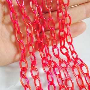 5-100Pcs AB Red plastic chain,19.6in,acrylic chain with oval links,Acrylic Chain for DIY Necklaces,Jewelry,Mask necklace，Eyeglass Chain