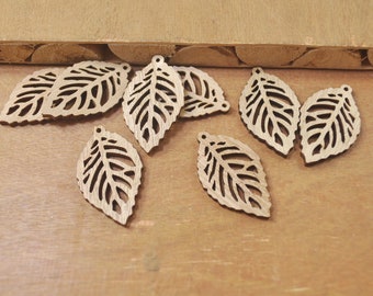 20Pcs Wood Leaf Pendants,Small Leaf Wood Earring Pendant,Wooden Jewelry,necklace pendant charms,DIY,blank unfinished pendant,40x23mm