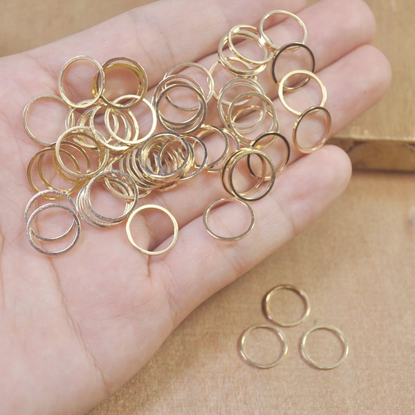 50Pcs 12mm KC Gold Rings -Small KC Gold Plated Brass Circle Connectors,Round Brass Cut Tube Circles Supplies--FF5651#
