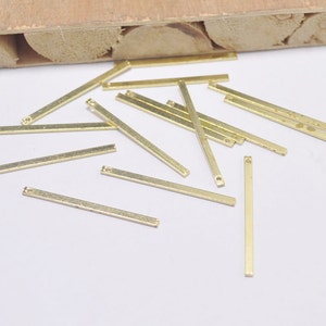 25Pcs Raw Brass Bars,Long Square Bar, Long Bar ,Necklace Bar,Earring Bar. Pendant Bar, Connectors,35x2x1mm