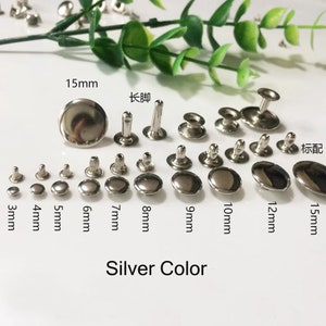 100 peças prata/gunblack/bronze/cor dourada rebites de tampa única fixadores de rebite de couro redondo para bolsa cinto carteira artesanato de couro, rebites rápidos