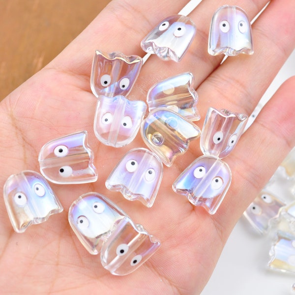 10-100Pcs AB Transparent Color Ghost Shaped Beads,Transparent Halloween Ghost beads，Acrylic Beads For DIY Charm Jewelry Making