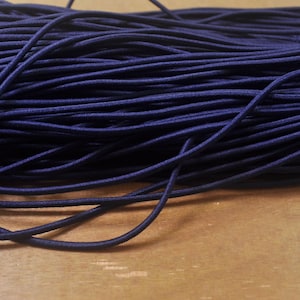 Cordón elástico azul marino, cordón elástico azul marino de 2,5 mm, brazalete de adorno de cuerda redonda elástica, interior de caucho exterior de nylon: 5 yardas / 10 yardas / 50 yardas