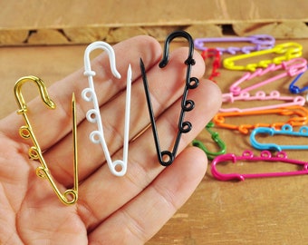 15 Colors,Enamel Metal safety pin,Colorful Safety Pin with 3 Loops,Pins Connector for DIY Jewelry Making 51x16mm