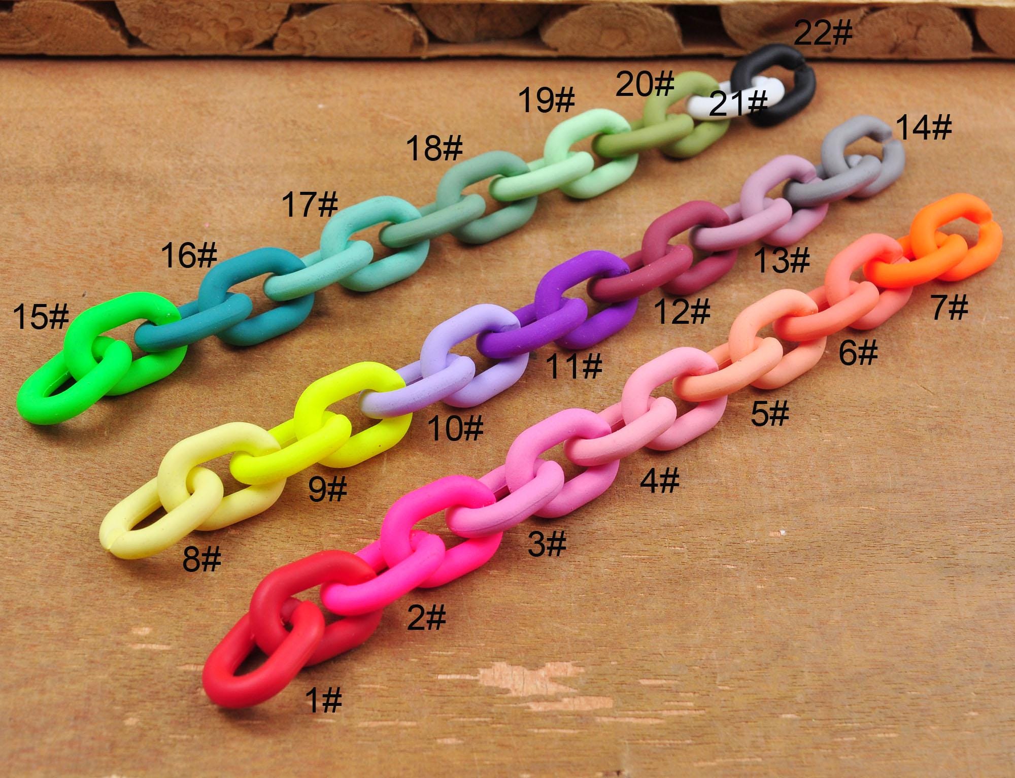 22 Colors,acrylic Oval Chunky Chain Links,multi Rainbow Color Plastic ...