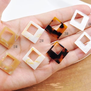 2-100pcs Tortoise Shell Square Earring Pendants, Marble Acrylic Square Shaped Earring, Acetate Square Charms,DIY Earrings,27mm