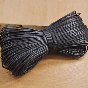 100 Yards Waxed Cotton Cords,1.5mm Black Color Cotton Cord,Nacklace and Bracelet Cord,Beading String Cord -- FF32