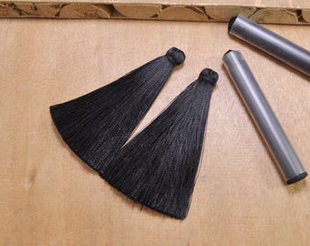 70 mm Quaste Anhänger, 2stk/10stk Seiden Quasten,schwarze Quaste Ohrringe Craft,schwarze Quaste Halskette.
