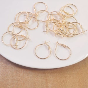 Small Earring Hoops,20/100pcs 20mm Gold/Silver/Bronze Plated metal Earring hoops,Beading Earrings Hoops,wholesale,20mm. image 3