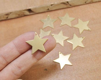 20 Stück Roh Messing Schlichte und Schlichte Stern Form Namensschilder Anhänger Charms, ein Loch, Stern Zubehör 23 mm (D523)