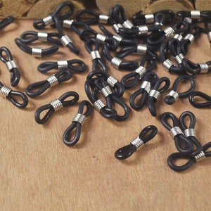 Black eyeglass holder,Rubber Glasses Chain Holders,20pcs Eye Glasses Spectacle Chain Strap Holder Rubber Loop Ends-- 21x4mm