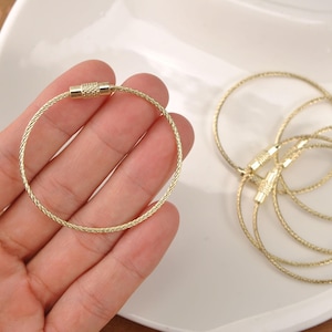 Llavero de cable a granel color oro claro, de 1 a 100 unidades, anillos de alambre de acero inoxidable color oro claro n.° 2, portaetiquetas, anillos para etiquetas de equipaje, anillo para bolso de 15 cm de largo