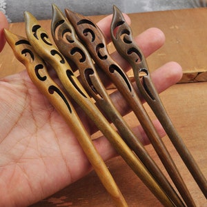 High Quality Vintage Wood hair stick,Hand fine carved wood hairpin simple smooth Brown wood hair stick,Shawl Pin Fork Hair Stick,Solid Wood