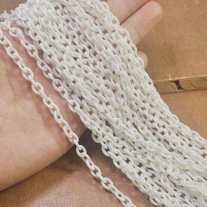 15.7 inch Plastic chain, colourful plastic chain,Oval plastic chain,White Color - 3 pcs set