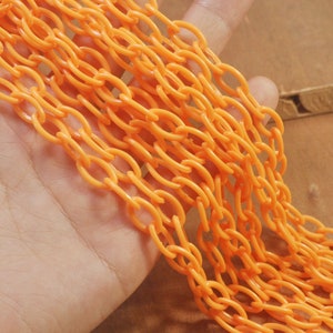 5Pcs Orange plastic chain,20 inch, acrylic chain with oval links,Acrylic Chain for DIY Necklaces,Jewelry, Mask necklace，Eyeglass Chain